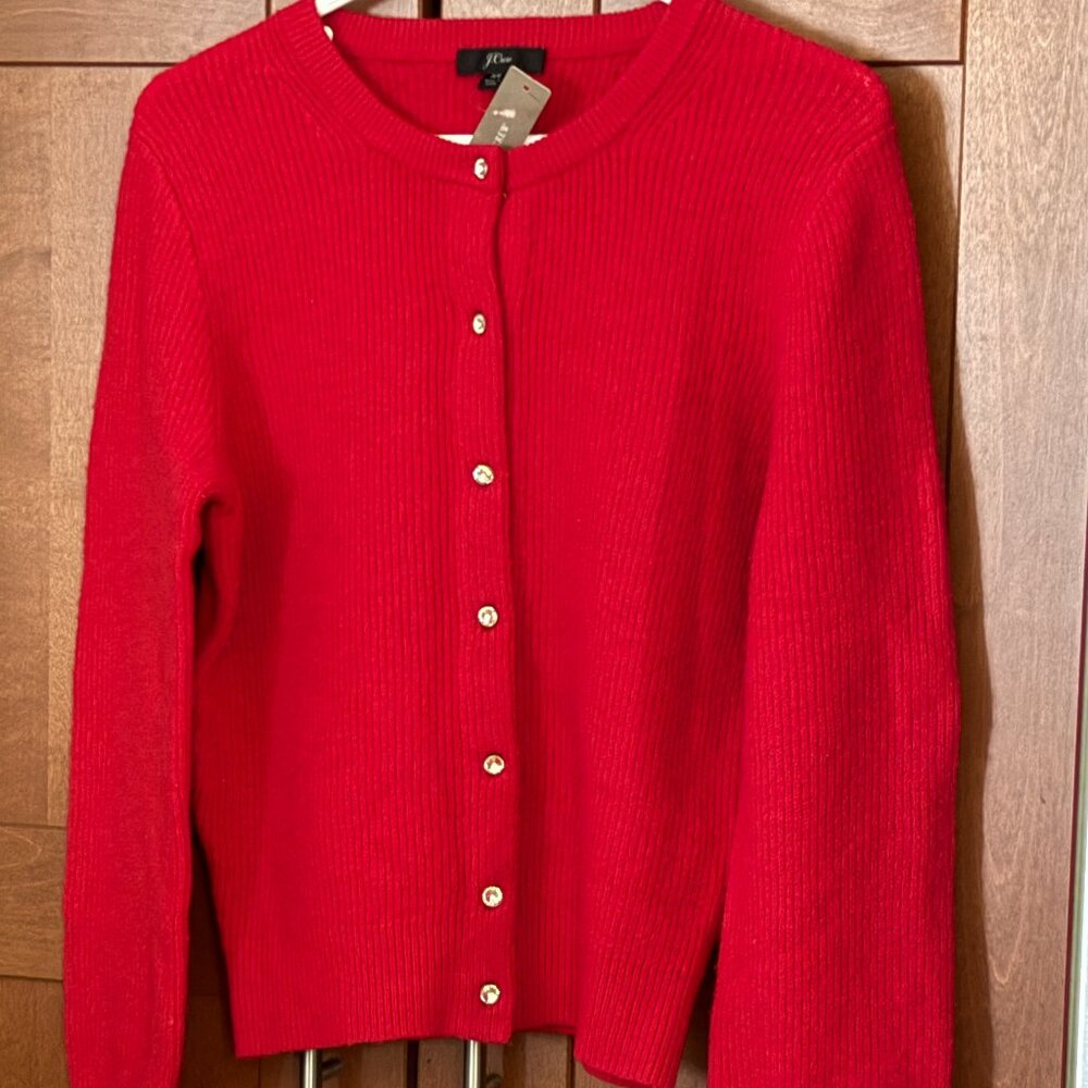 J Crew Wool Blend Neck Button Front Cardigan Sweater Navy Sz XS $189